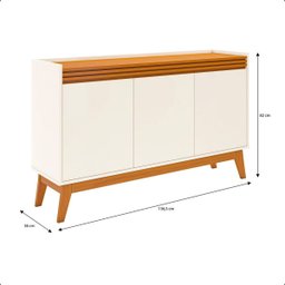Buffet Aparador 3 Portas Ripado Astúrias Prateleira Interna:off-white - 6