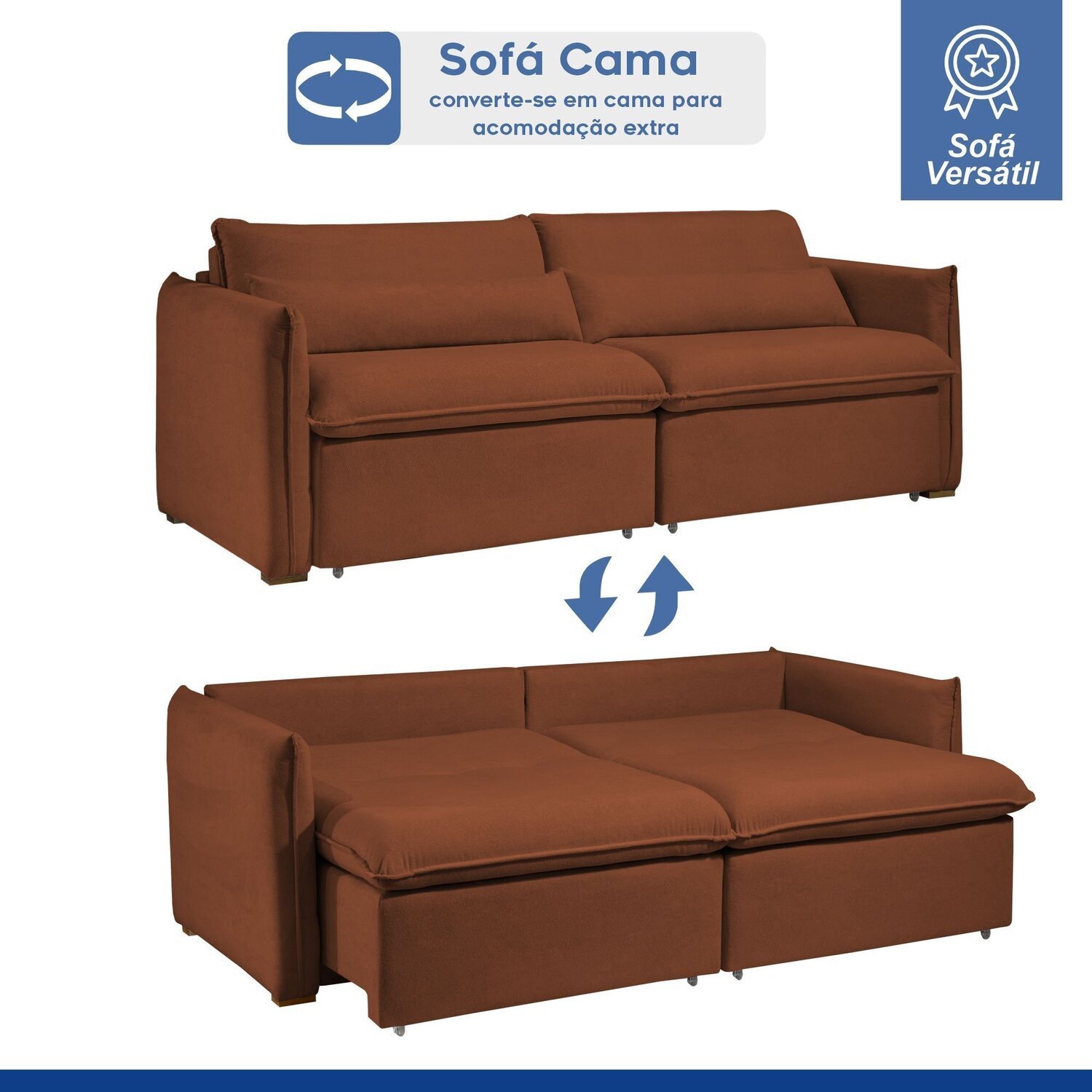 Sofá Cama Retrátil e Reclinável Aurora Boucle  - 10