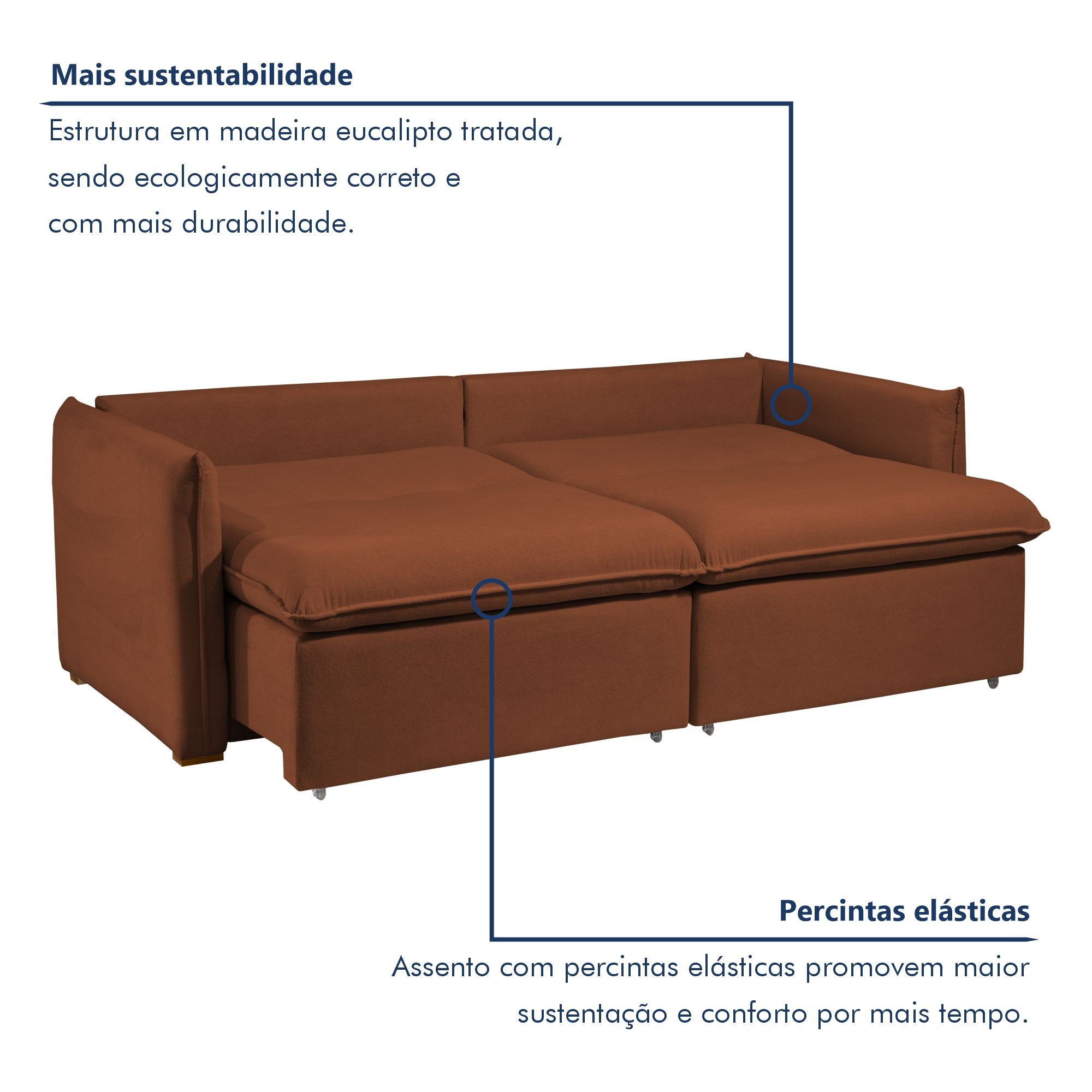 Sofá Cama Retrátil e Reclinável Aurora Boucle  - 5