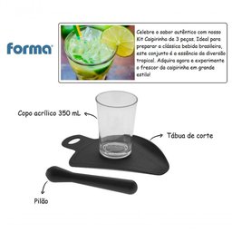 Conjunto Completo para Preparar Caipirinha Caipira 3 Peças Tábua Pilão Copo Ideal para Presente - 2