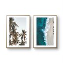 Ver imagem 1 de Kit 2 Quadros Decorativos para Sala Tema Mar Praia Paisagem para Quarto Grande 40x60cm com Moldura