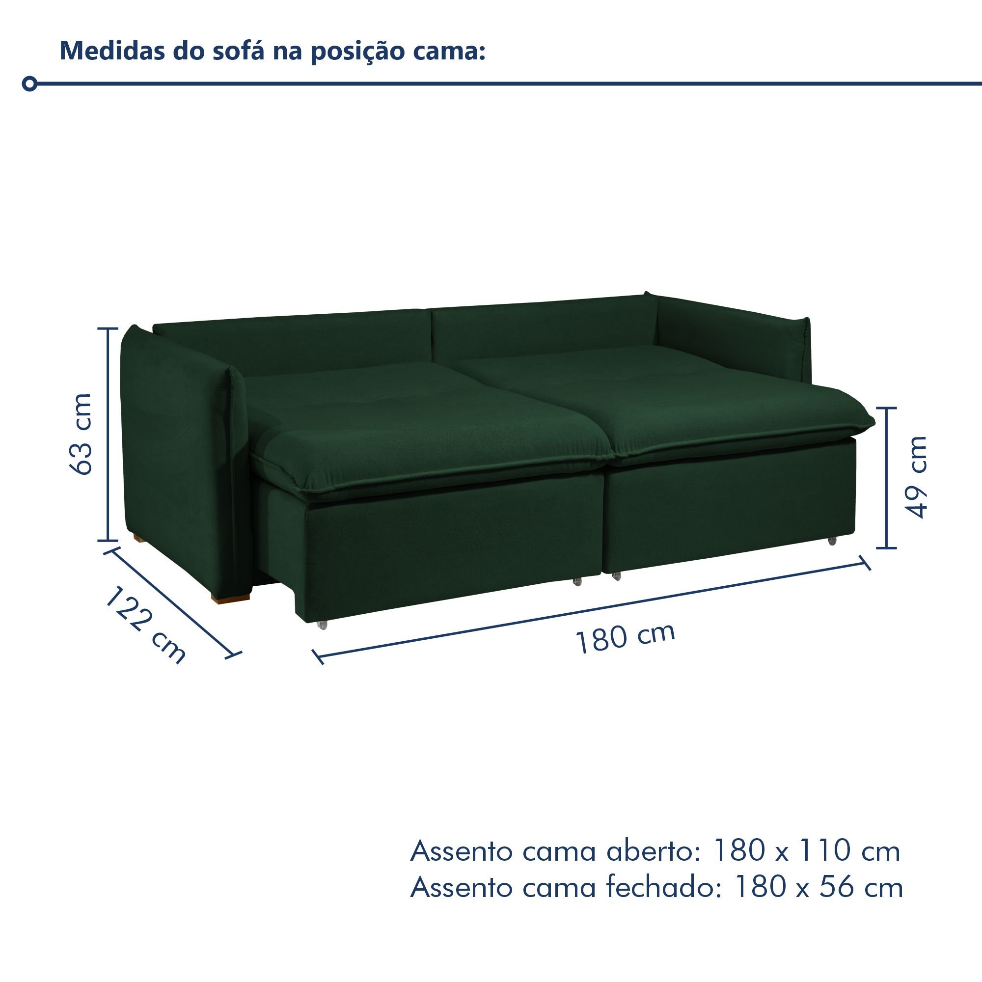 Sofá Cama Retrátil e Reclinável Aurora Veludo  - 10