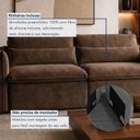Ver imagem 7 de Sofá Cama Retrátil e Reclinável Veludo Marrom Aurora 200cm