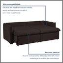 Ver imagem 5 de Sofá Cama Retrátil e Reclinável Veludo Marrom Aurora 200cm
