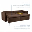 Ver imagem 4 de Sofá Cama Retrátil e Reclinável Veludo Marrom Aurora 200cm