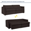 Ver imagem 2 de Sofá Cama Retrátil e Reclinável Veludo Marrom Aurora 200cm