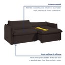 Ver imagem 4 de Sofá Cama Retrátil e Reclinável Veludo Marrom Aurora 200cm