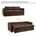 Ver imagem 2 de Sofá Cama Retrátil e Reclinável Veludo Marrom Aurora 200cm