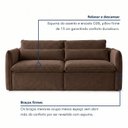 Ver imagem 6 de Sofá Cama Retrátil e Reclinável Veludo Marrom Aurora 200cm