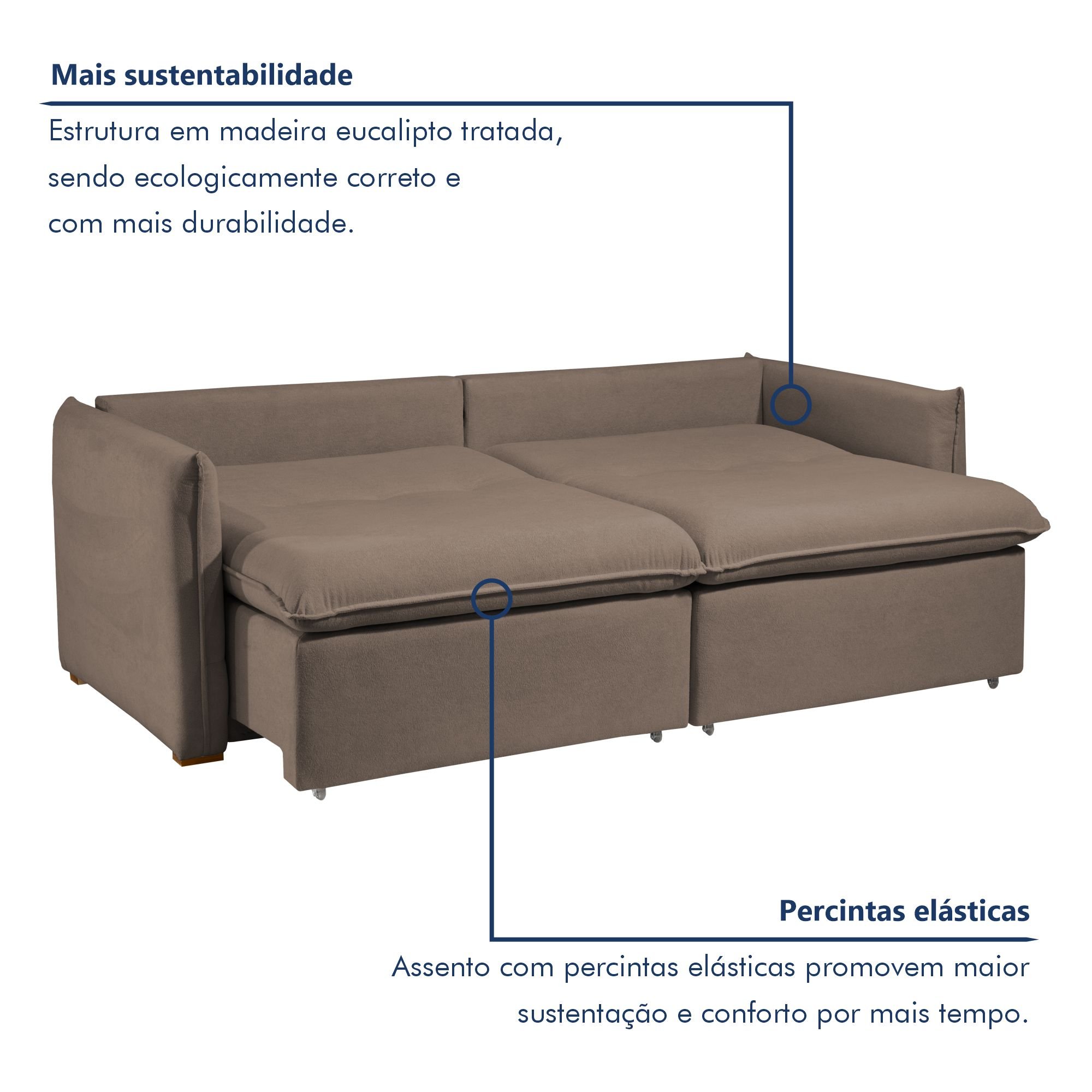 Sofá Cama Retrátil e Reclinável Aurora Veludo   - 5