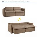 Ver imagem 2 de Sofá Cama Retrátil e Reclinável Veludo Bege Escuro Aurora 200cm
