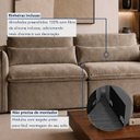 Ver imagem 7 de Sofá Cama Retrátil e Reclinável Veludo Bege Escuro Aurora 200cm