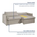 Ver imagem 4 de Sofá Cama Retrátil e Reclinável Veludo Bege Claro Aurora 200cm