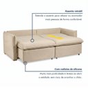Ver imagem 4 de Sofá Cama Retrátil e Reclinável Veludo Bege Claro Aurora 200cm