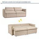 Ver imagem 2 de Sofá Cama Retrátil e Reclinável Veludo Bege Claro Aurora 200cm