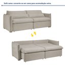 Ver imagem 2 de Sofá Cama Retrátil e Reclinável Veludo Bege Claro Aurora 200cm
