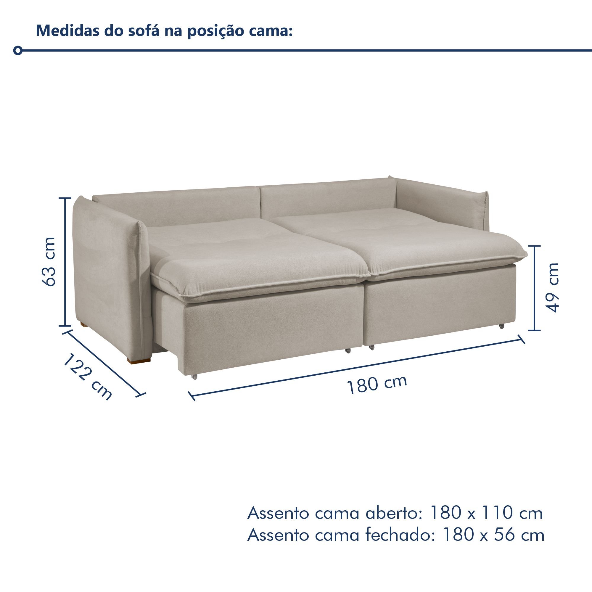 Sofá Cama Retrátil e Reclinável Aurora Veludo   - 10