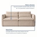 Ver imagem 6 de Sofá Cama Retrátil e Reclinável Veludo Bege Claro Aurora 200cm