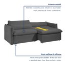 Ver imagem 4 de Sofá Cama Retrátil e Reclinável Veludo Cinza Aurora 200cm
