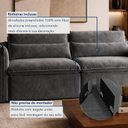 Ver mais imagens de Sofá Cama Retrátil e Reclinável Veludo Cinza Aurora 200cm
