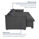Ver imagem 6 de Sofá Cama Retrátil e Reclinável Veludo Cinza Aurora 200cm