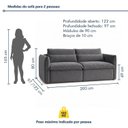 Ver imagem 3 de Sofá Cama Retrátil e Reclinável Veludo Cinza Aurora 200cm