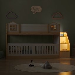  Beliche Infantil Montessoriana Garden com Escada Lateral e Proteção Casinha Grade com LED Casatema - 8