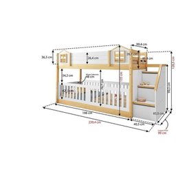  Beliche Infantil Montessoriana Garden com Escada Lateral e Proteção Casinha Grade com LED Casatema - 9