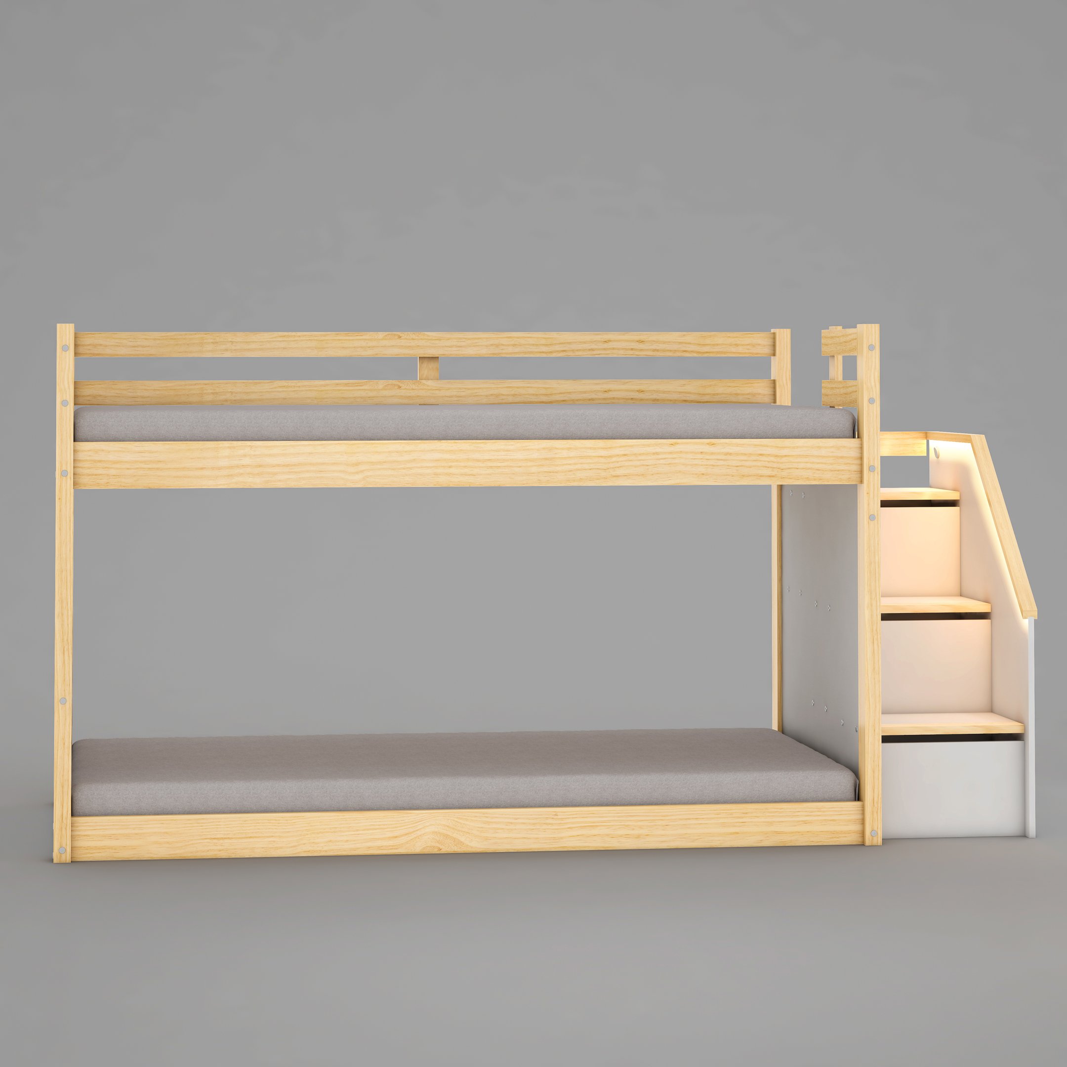  Beliche Infantil Montessoriana Garden com Escada Lateral e Proteção Casinha Grade com LED Casatema - 5
