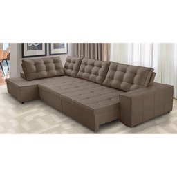 Sofá de Canto Esquerdo Jacke Retrátil e Reclinável com Molas Suede 3,00x2,00 Adonai Estofados - 1