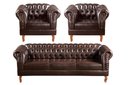Ver imagem 1 de Conjunto Sofá Chesterfield 3 Lugares + 2 Poltronas Dom Pedro Marrom Café