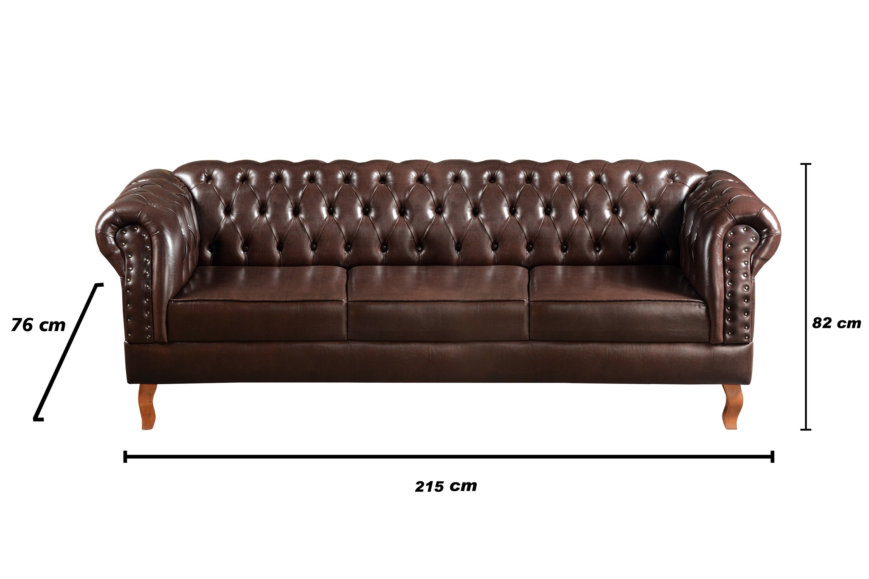 Conjunto Sofá Chesterfield 3 Lugares + 2 Poltronas Dom Pedro - 3