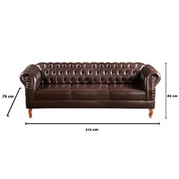 Conjunto Sofá Chesterfield 3 Lugares + 2 Poltronas Dom Pedro - 3