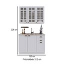 Ver imagem 3 de Cozinha Compacta Bariloche 6 Portas 2 Gavetas com Vidro 100% MDF Branco - Indékes