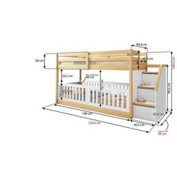  Beliche Infantil Montessoriana Garden com Escada Lateral Kit Travessa Proteção e Grade Rn com LED Casatema - 3