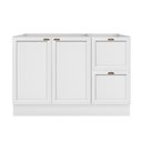Ver imagem 3 de Conjunto Balcão 120cm c/Tampo, 3 Aéreos Unna - Branco/Carvalho Oak