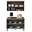 Ver imagem 5 de Cozinha Compacta Modulada 2 Peças 3 Portas Balcão 120cm Tampo MDF Iluminata Verde/Mint/Ébano