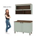 Ver imagem 7 de Cozinha Compacta Modulada 2 Peças 3 Portas Balcão 120cm Tampo MDF Iluminata Verde/Mint/Ébano