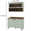 Ver imagem 4 de Cozinha Compacta Modulada 2 Peças 3 Portas Balcão 120cm Tampo MDF Iluminata Verde/Mint/Ébano
