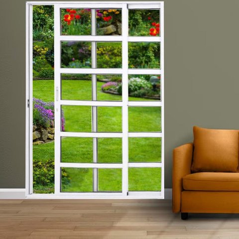 Porta Travessa de Correr 2 Folhas 210 x 120cm com Fechadura Linha 25 Branco Esquadrias Bergamo
