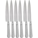 Ver imagem 1 de Jogo 6 Facas Mesa Churrasco Aço Inox 24cm Modelo Prateada Serrilhada