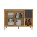 Ver imagem 3 de Balcão de Cozinha 120 cm Colors 3 Portas 2 Gavetas Freijó/Nogueira Bourbon - Kits Paraná