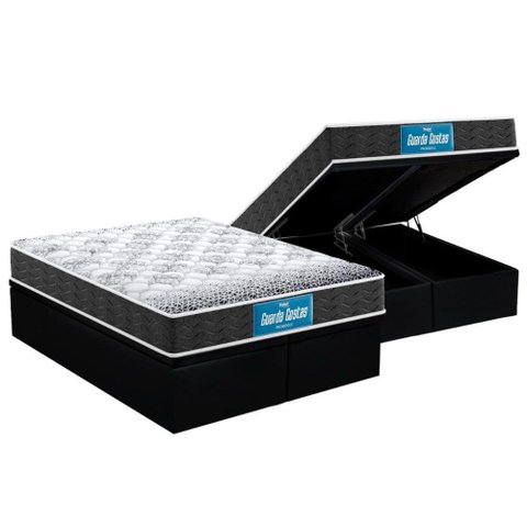 Cama Box Baú Queen: Colchão Ortopédico Probel D28 / EP Guarda Costas PróMiddle Double Face +