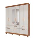 Ver imagem 2 de Guarda-Roupa Casal 192cm 7 Portas 5 Gavetas com Espelho 100% MDF Coimbra Espresso Móveis Off White/Cinamomo
