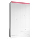 Ver imagem 3 de Guarda Roupa Solteiro Versa 4 Portas Branco Rosa Flex Fosco com Armário Multiuso Aura Branco Fosco -