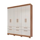 Ver imagem 2 de Guarda-Roupa Casal 192cm 7 Portas 5 Gavetas 100% MDF Coimbra Espresso Móveis Off White/Cinamomo