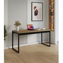 Ver imagem 1 de Mesa Escrivaninha Office Tampo Grosso Industrial 1,50m Freijó/preto Mesa para Escritório