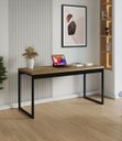 Ver imagem 1 de Mesa Escrivaninha Office Tampo Grosso Industrial 1,50m Freijó/preto Mesa para Escritório