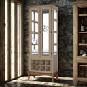 Ver imagem 1 de Adega e Cristaleira Colonial com 2 Portas de Vidro e Pés Luiz Xv - Amêndoa Tampo Base Imbuia Glazer