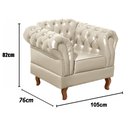 Ver imagem 3 de Kit 3 Peças com 1 Sofá 3 Lugares e 2 Poltronas Chesterfield Couro Sintético Retrô Dom Pedro Bege